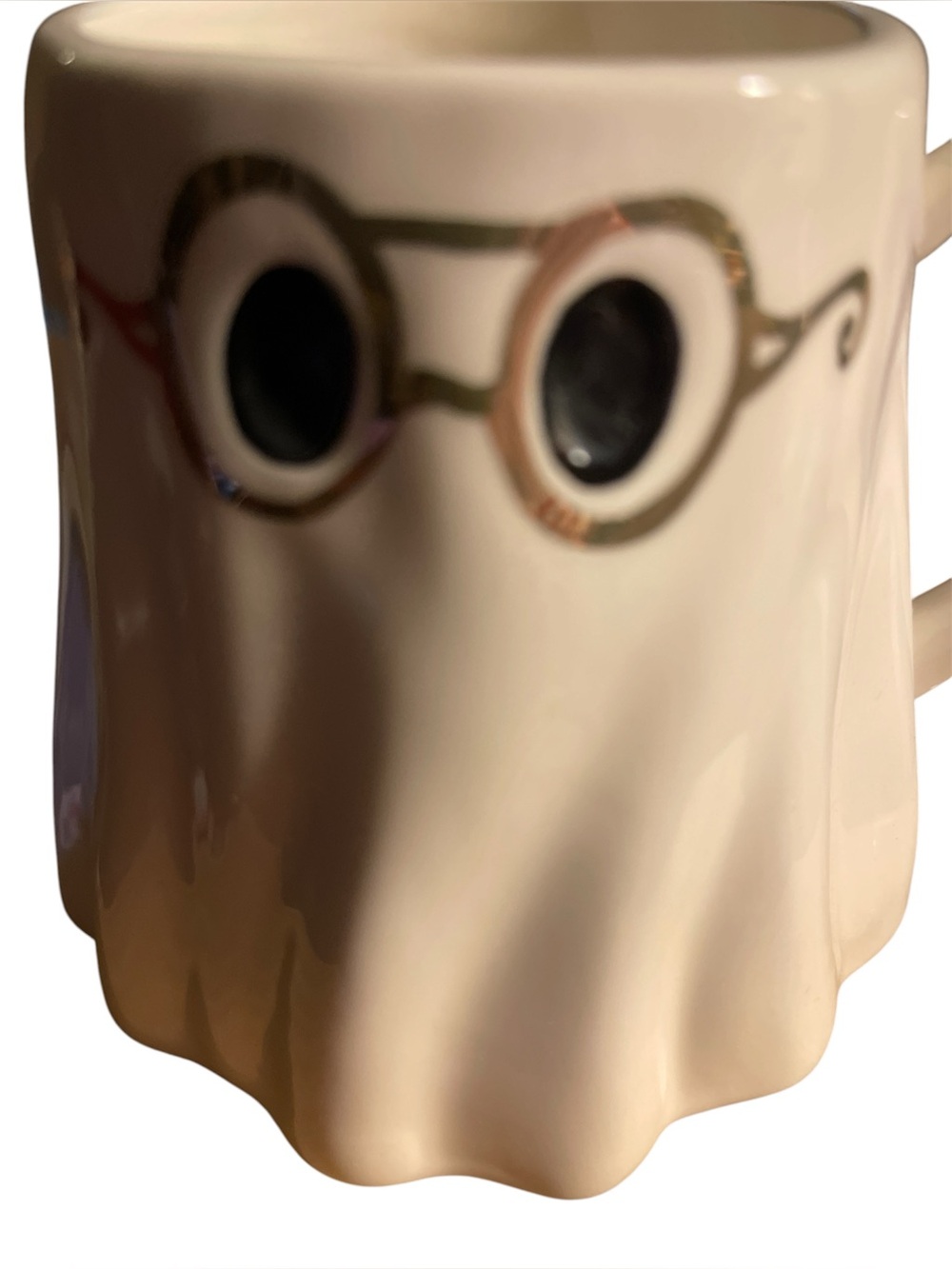 Anthropologie White Ghost Mug with 24K Gold Glasses NIB - Picture 4 of 8